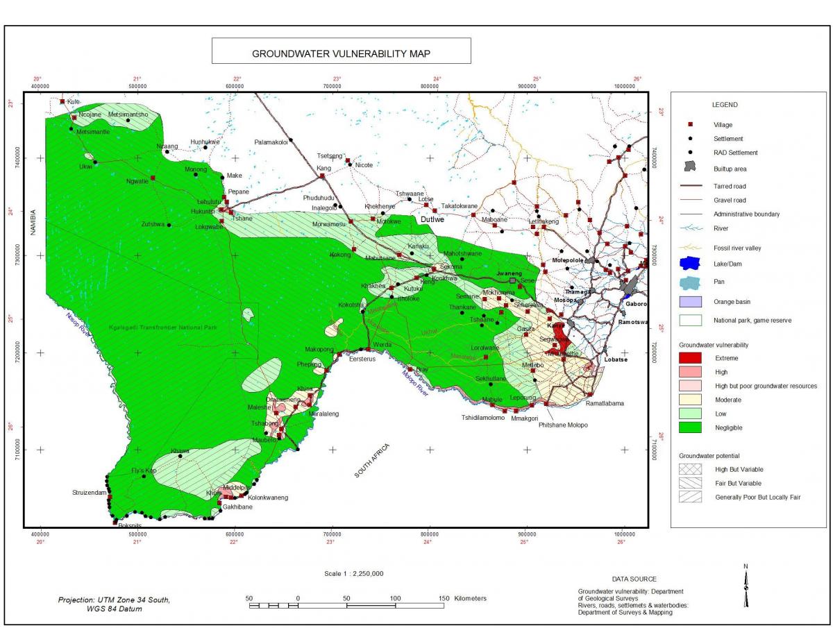 نقشہ بوٹسوانا کے زیر زمین پانی