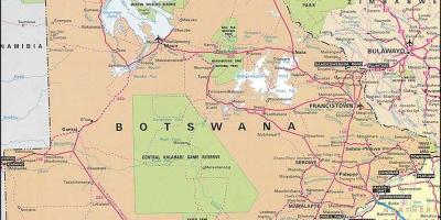 نقشہ بوٹسوانا کے نقشے کے ساتھ فاصلے